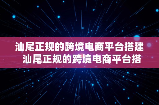 汕尾正规的跨境电商平台搭建  汕尾正规的跨境电商平台搭建公司