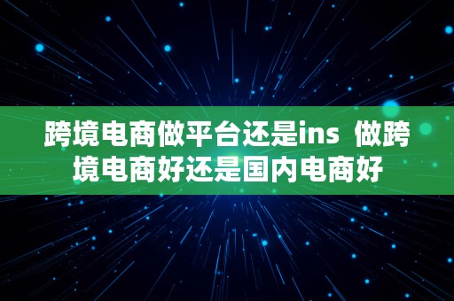 跨境电商做平台还是ins  做跨境电商好还是国内电商好