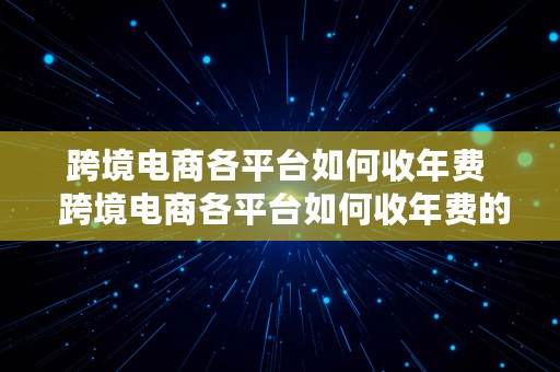 跨境电商各平台如何收年费  跨境电商各平台如何收年费的