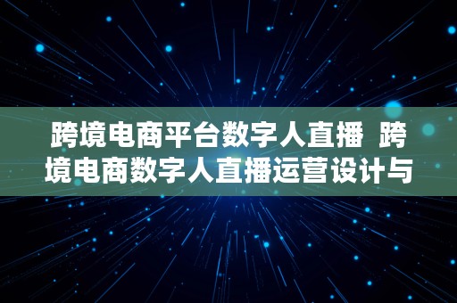 跨境电商平台数字人直播  跨境电商数字人直播运营设计与决策优化虚拟仿真实验