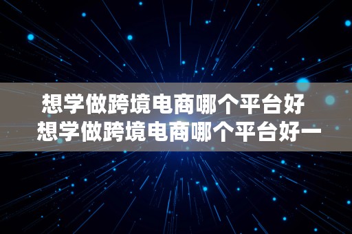 想学做跨境电商哪个平台好  想学做跨境电商哪个平台好一点