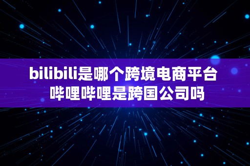 bilibili是哪个跨境电商平台  哔哩哔哩是跨国公司吗