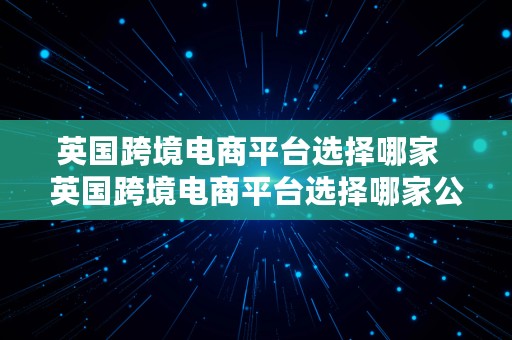 英国跨境电商平台选择哪家  英国跨境电商平台选择哪家公司