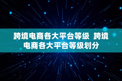 跨境电商各大平台等级  跨境电商各大平台等级划分