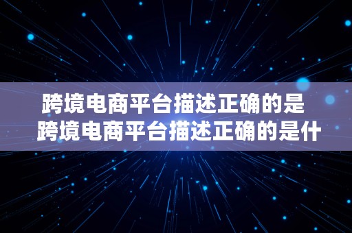 跨境电商平台描述正确的是  跨境电商平台描述正确的是什么