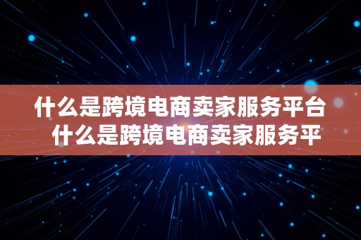 什么是跨境电商卖家服务平台  什么是跨境电商卖家服务平台呢