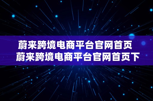 蔚来跨境电商平台官网首页  蔚来跨境电商平台官网首页下载