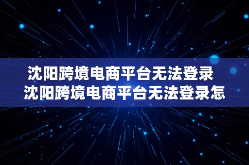 沈阳跨境电商平台无法登录  沈阳跨境电商平台无法登录怎么办