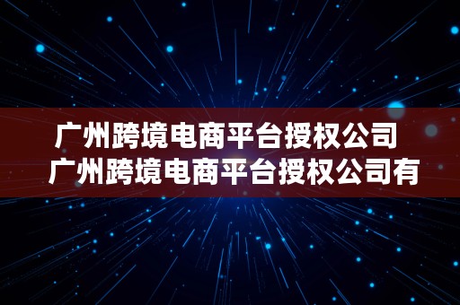 广州跨境电商平台授权公司  广州跨境电商平台授权公司有哪些