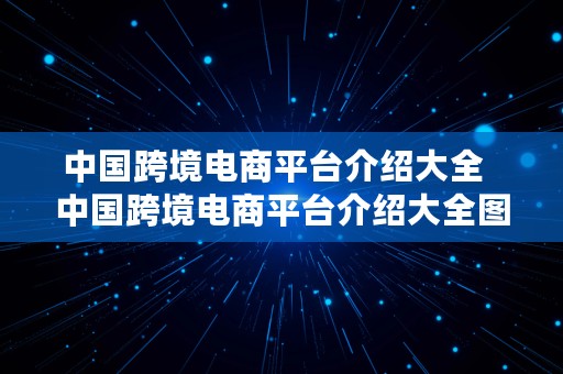 中国跨境电商平台介绍大全  中国跨境电商平台介绍大全图片