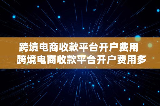 跨境电商收款平台开户费用  跨境电商收款平台开户费用多少