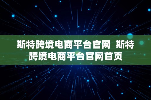 斯特跨境电商平台官网  斯特跨境电商平台官网首页