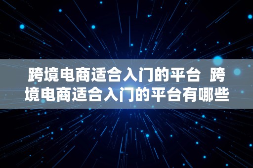 跨境电商适合入门的平台  跨境电商适合入门的平台有哪些