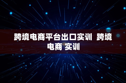 跨境电商平台出口实训  跨境电商 实训