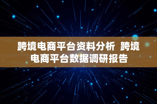 跨境电商平台资料分析  跨境电商平台数据调研报告