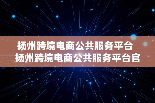 扬州跨境电商公共服务平台  扬州跨境电商公共服务平台官网