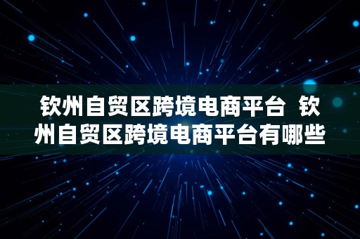 钦州自贸区跨境电商平台  钦州自贸区跨境电商平台有哪些