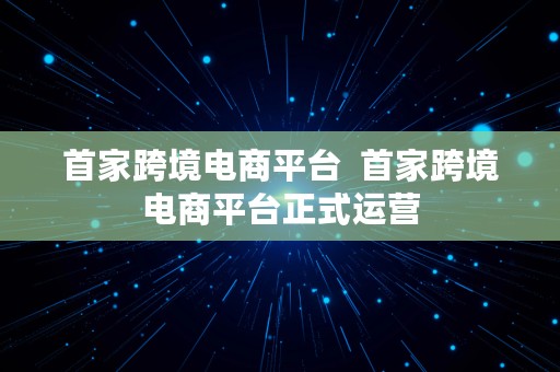 首家跨境电商平台  首家跨境电商平台正式运营