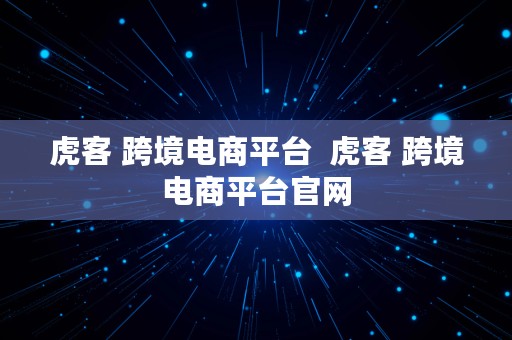 虎客 跨境电商平台  虎客 跨境电商平台官网