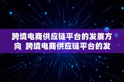 跨境电商供应链平台的发展方向  跨境电商供应链平台的发展方向是什么