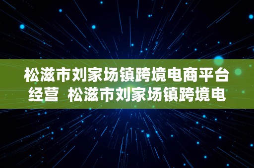 松滋市刘家场镇跨境电商平台经营  松滋市刘家场镇跨境电商平台经营范围