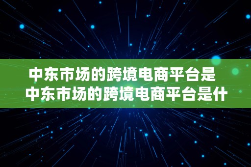 中东市场的跨境电商平台是  中东市场的跨境电商平台是什么