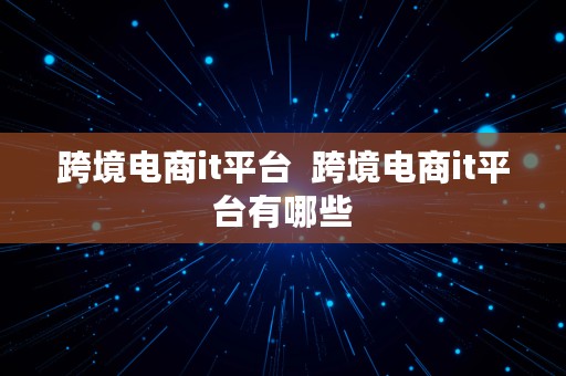 跨境电商it平台  跨境电商it平台有哪些