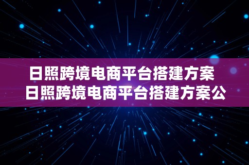 日照跨境电商平台搭建方案  日照跨境电商平台搭建方案公示