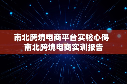 南北跨境电商平台实验心得  南北跨境电商实训报告