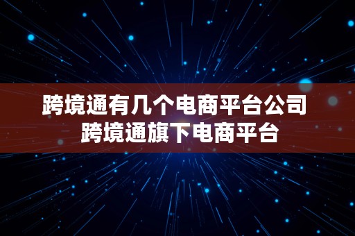 跨境通有几个电商平台公司  跨境通旗下电商平台