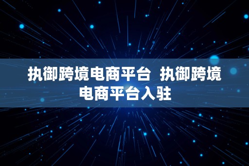 执御跨境电商平台  执御跨境电商平台入驻