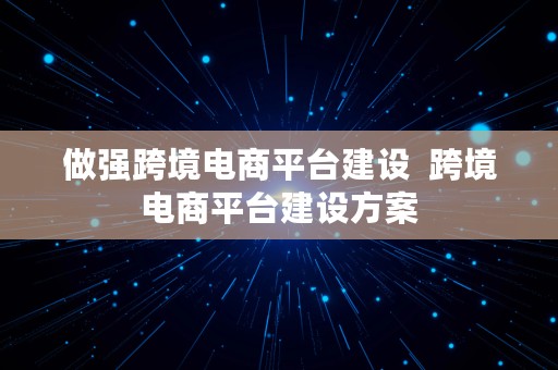 做强跨境电商平台建设  跨境电商平台建设方案