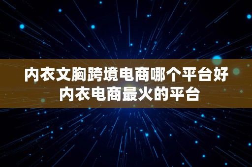 内衣文胸跨境电商哪个平台好  内衣电商最火的平台