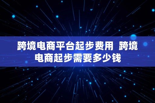 跨境电商平台起步费用  跨境电商起步需要多少钱