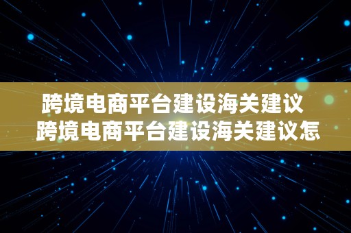 跨境电商平台建设海关建议  跨境电商平台建设海关建议怎么写