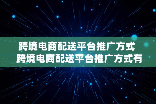 跨境电商配送平台推广方式  跨境电商配送平台推广方式有哪些