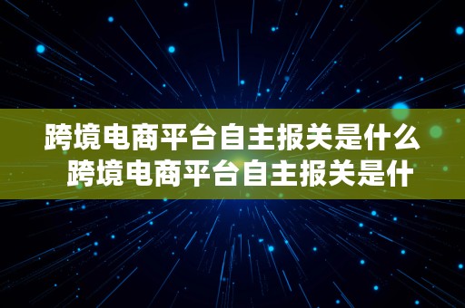 跨境电商平台自主报关是什么  跨境电商平台自主报关是什么意思