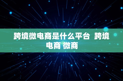 跨境微电商是什么平台  跨境电商 微商