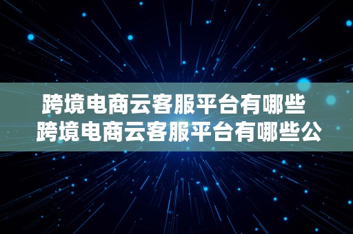 跨境电商云客服平台有哪些  跨境电商云客服平台有哪些公司