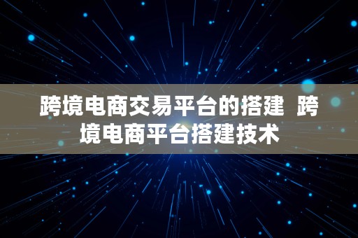 跨境电商交易平台的搭建  跨境电商平台搭建技术