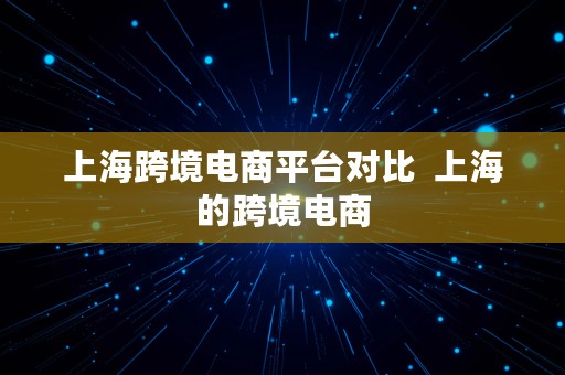 上海跨境电商平台对比  上海的跨境电商