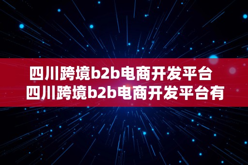 四川跨境b2b电商开发平台  四川跨境b2b电商开发平台有哪些