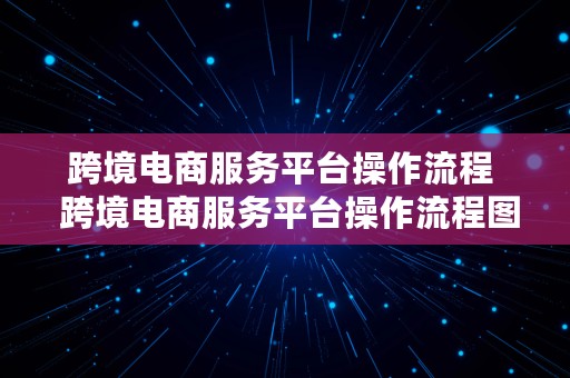 跨境电商服务平台操作流程  跨境电商服务平台操作流程图