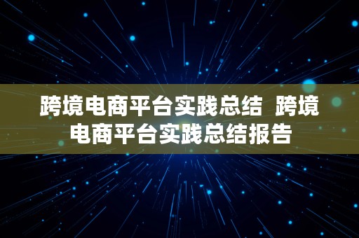 跨境电商平台实践总结  跨境电商平台实践总结报告