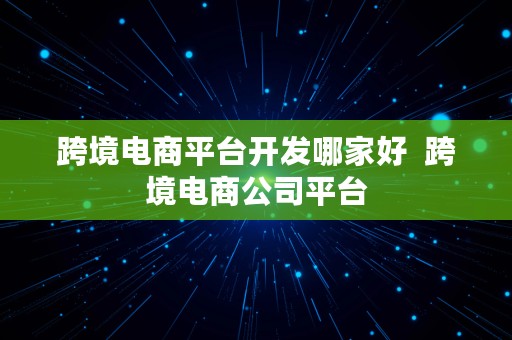 跨境电商平台开发哪家好  跨境电商公司平台