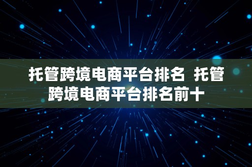 托管跨境电商平台排名  托管跨境电商平台排名前十