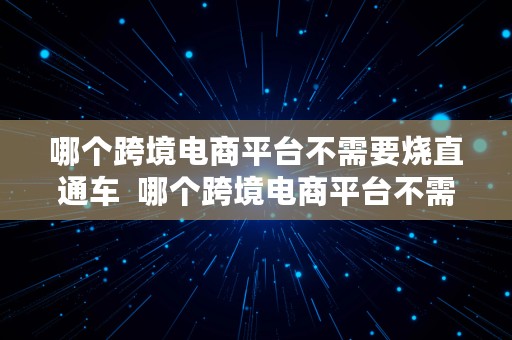 哪个跨境电商平台不需要烧直通车  哪个跨境电商平台不需要烧直通车的单子