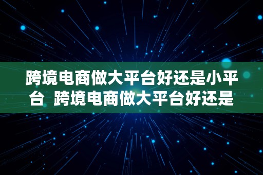 跨境电商做大平台好还是小平台  跨境电商做大平台好还是小平台好