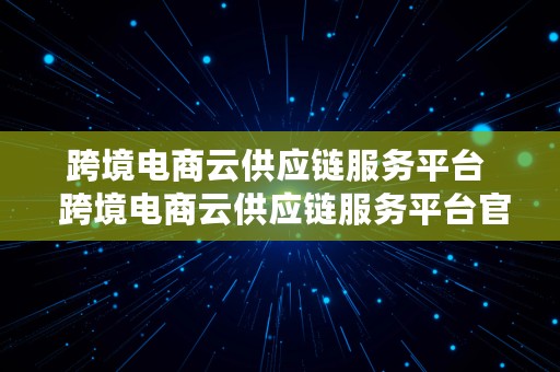 跨境电商云供应链服务平台  跨境电商云供应链服务平台官网