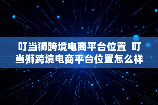 叮当狮跨境电商平台位置  叮当狮跨境电商平台位置怎么样